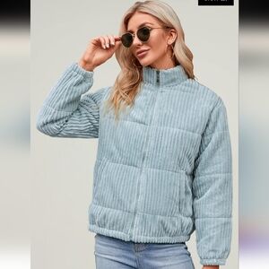 Angashion Women's Blue-Green Corduroy Jacket Sz XL NWT